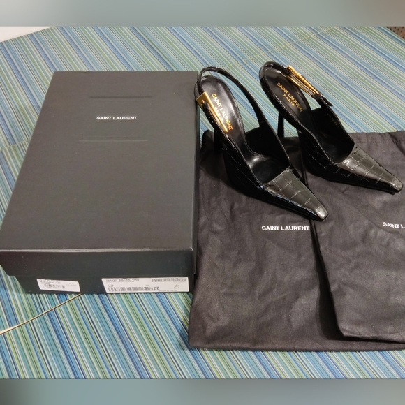 Saint Laurent Size 7 (EU 37) Lee Embossed Cocco Louisana Slingback Pump - Picture 6 of 8